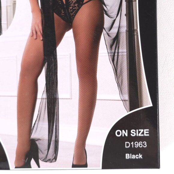 NWB G WORLD Black 1pc Zipper Crotch Teddy Gown Lacy Beep Bodysuit D1963 ONE SIZE - Picture 6 of 7